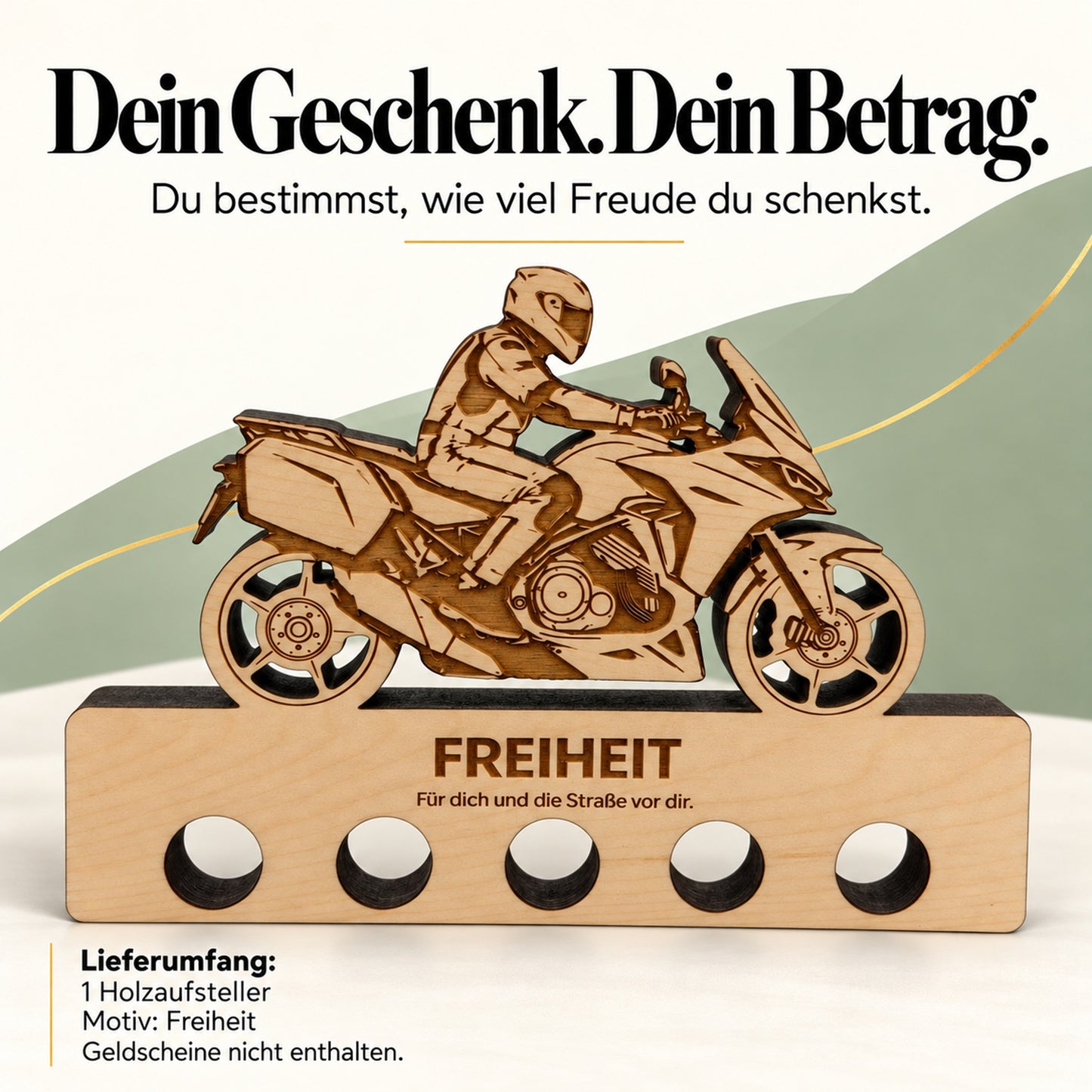 Freiheit – Geldgeschenk aus Zirbenholz