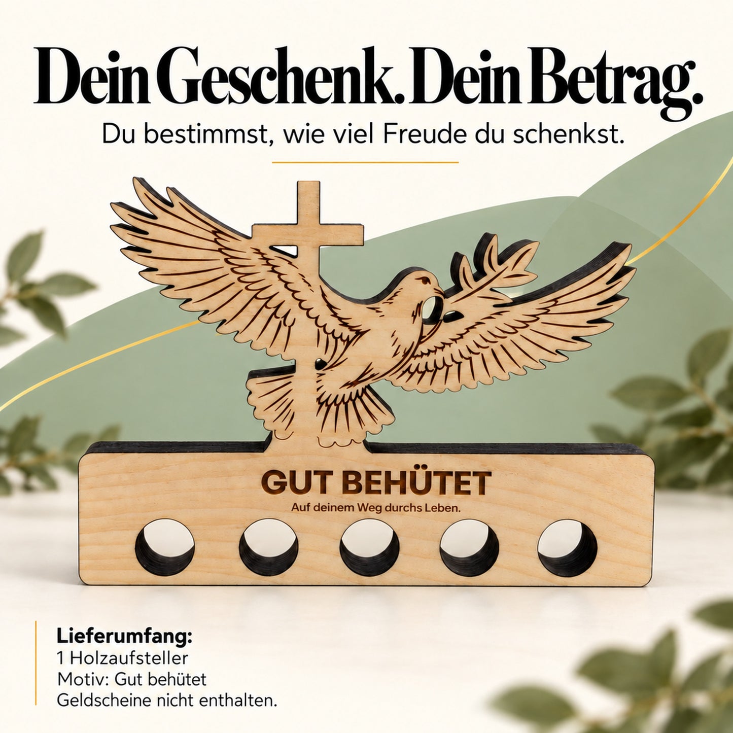 Gut behütet – Geldgeschenk aus Zirbenholz