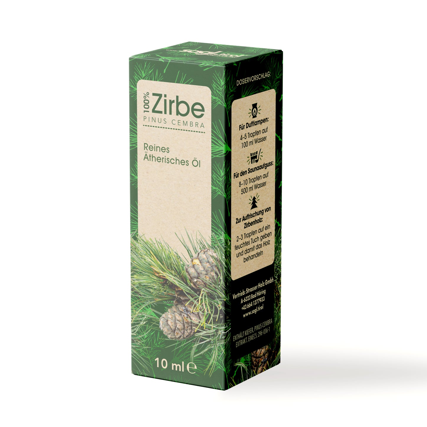 Zirbenspäne 1er Pack 7 Liter + 10ml Zirben Öl