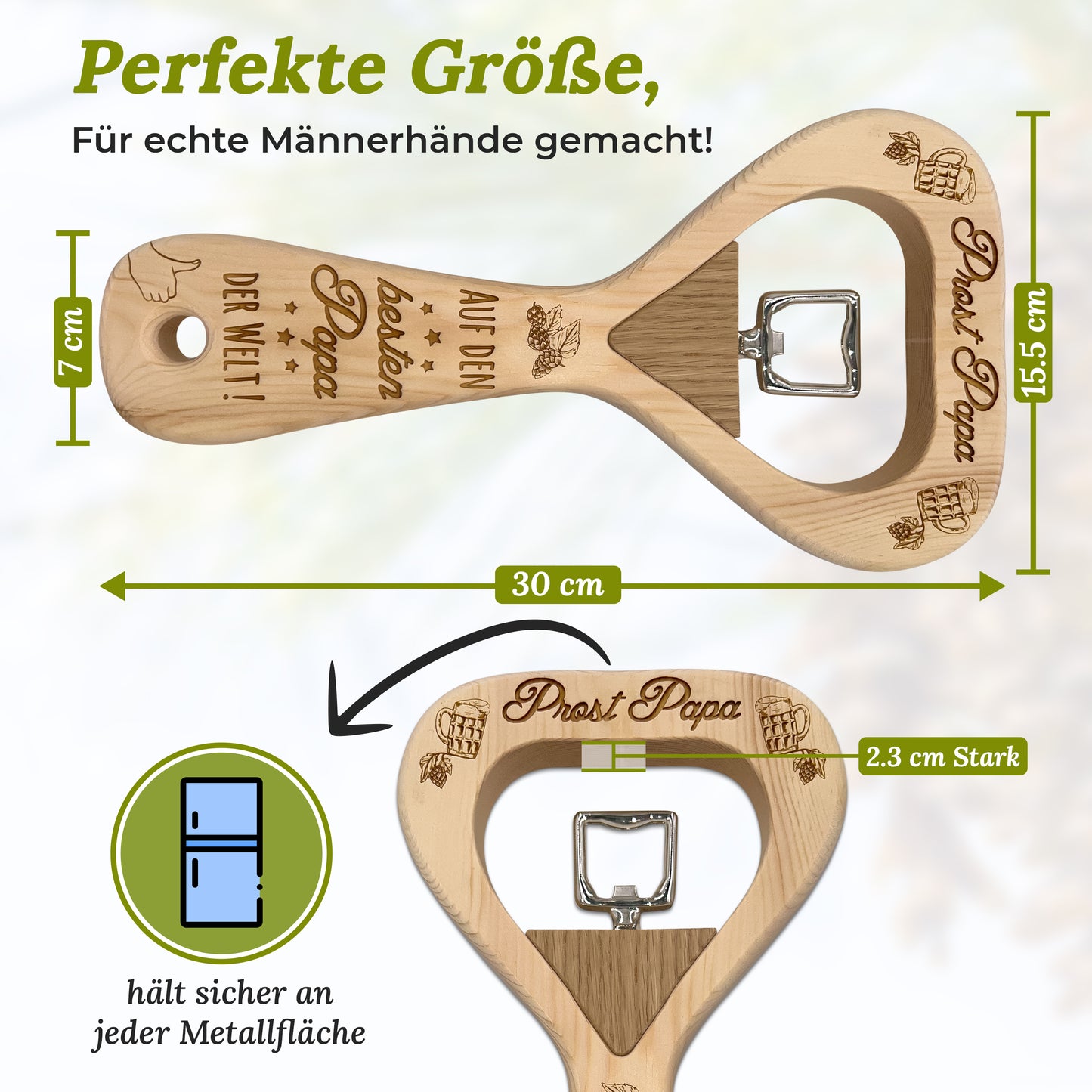 Flaschenöffner XXL aus Zirbe Papa