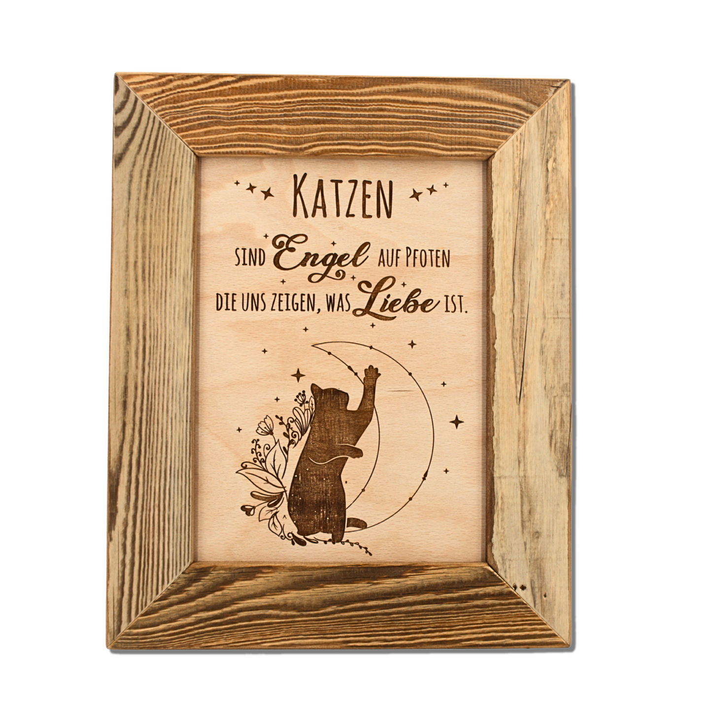 Altholz Wandbild Katzen sind Engel