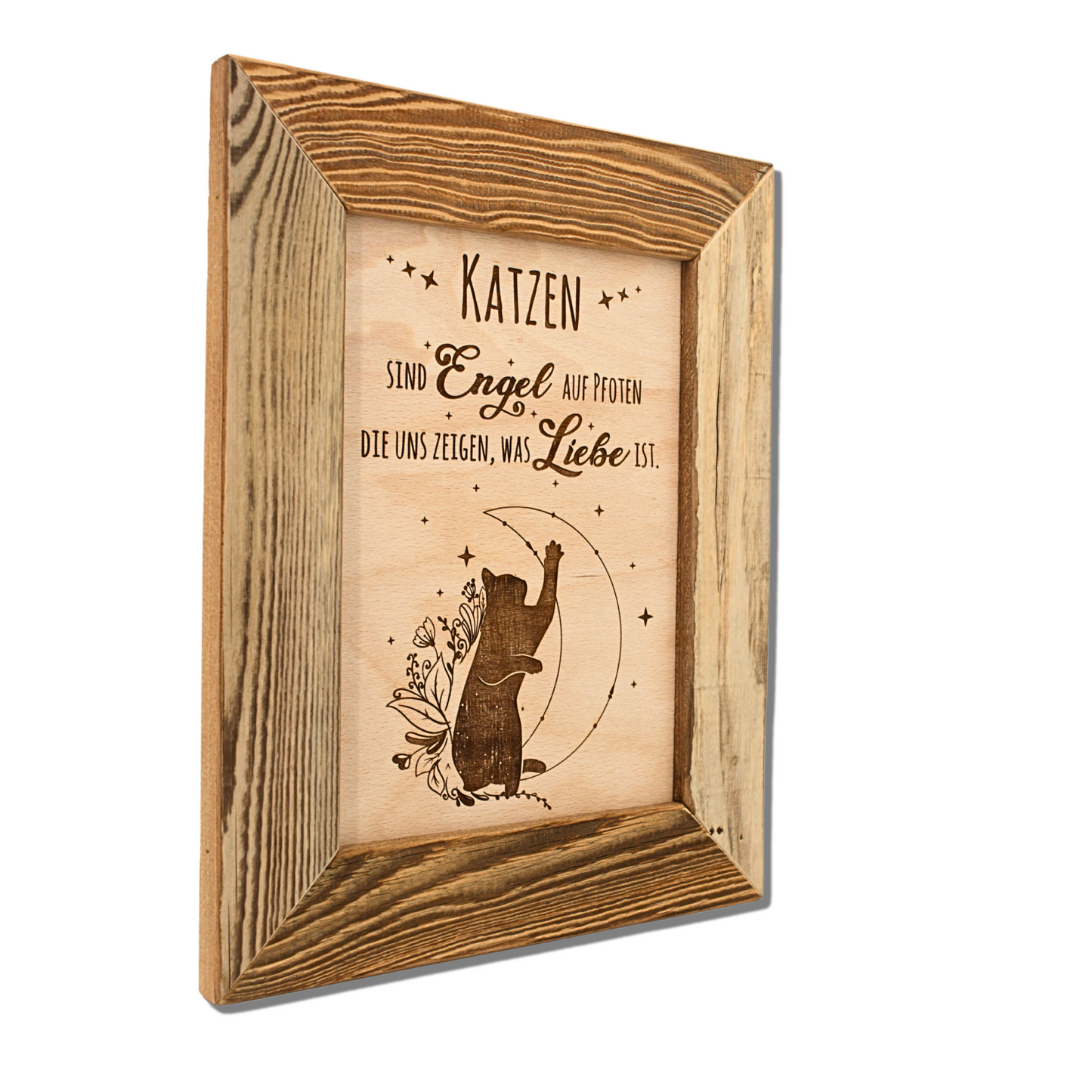 Altholz Wandbild Katzen sind Engel