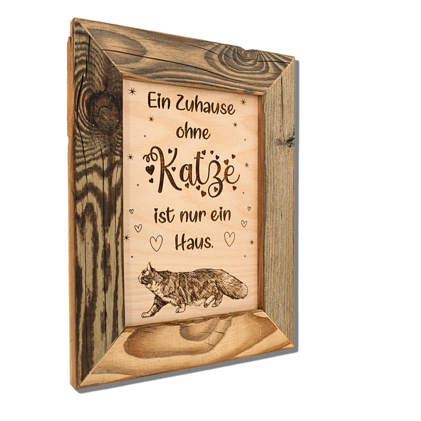 Altholz Wandbild Ein Zuhause ohne Katze