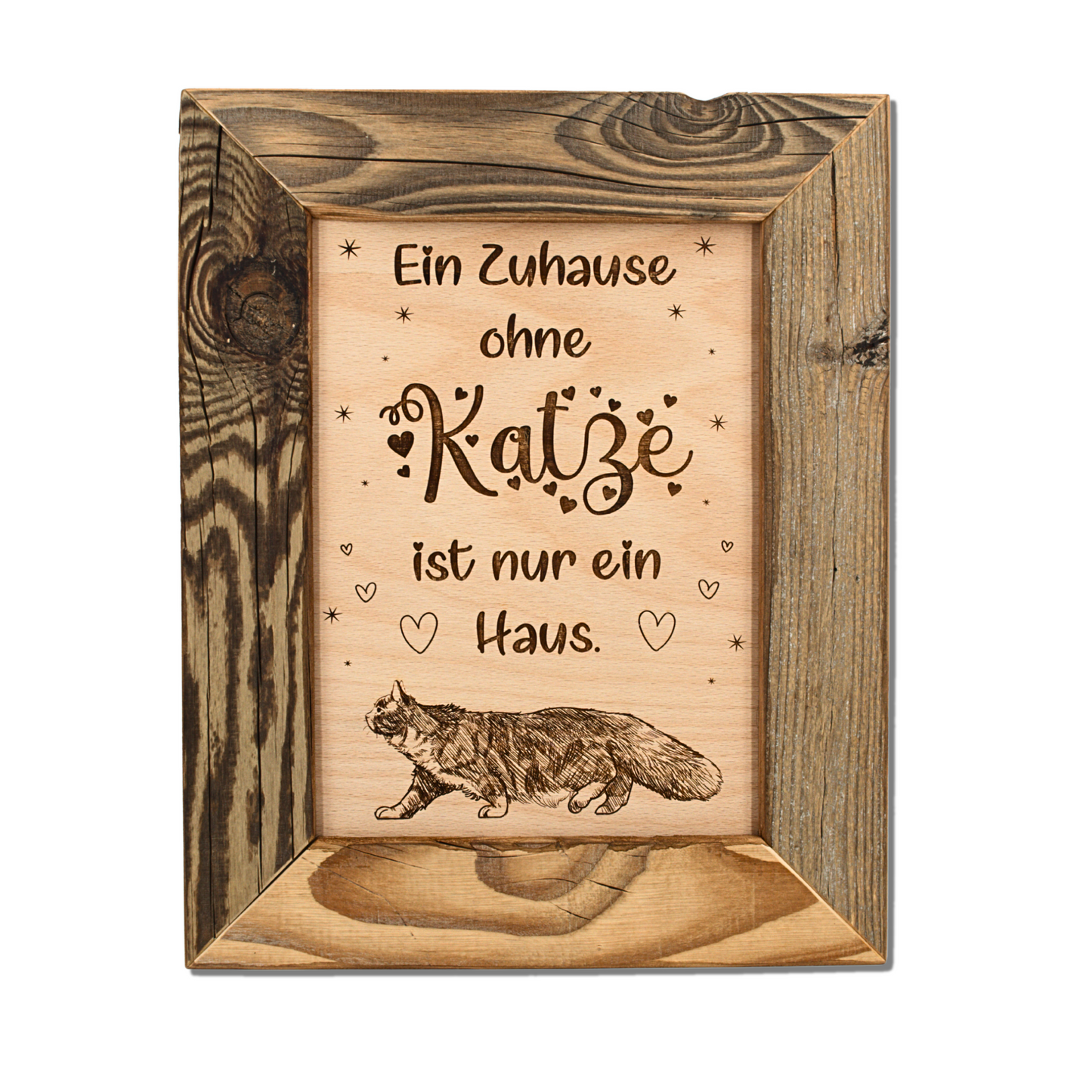 Altholz Wandbild Ein Zuhause ohne Katze