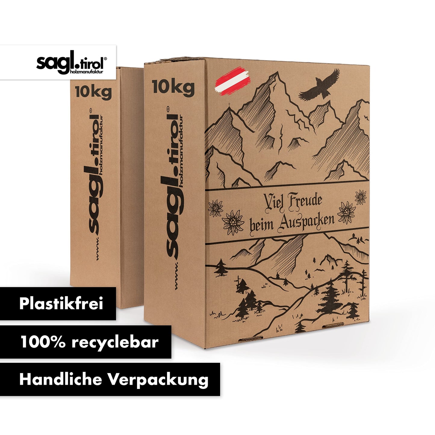Holzbriketts aus Nadel Holz im Karton I 20 kg I Ø 7cm I 100% Nadelholz aus Österreich I Regional und Ökologisch Hergestellt I Natürliches Brikett mit hohem Heizwert I Ohne Bindemittelzusätze