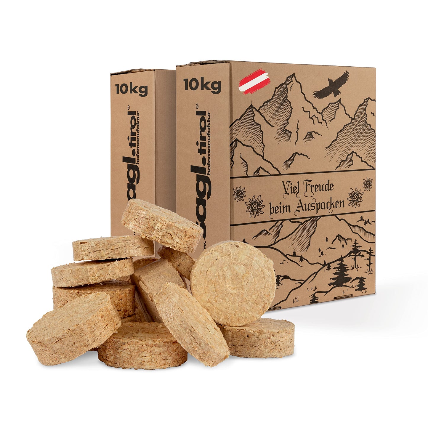 Holzbriketts aus Nadel Holz im Karton I 20 kg I Ø 7cm I 100% Nadelholz aus Österreich I Regional und Ökologisch Hergestellt I Natürliches Brikett mit hohem Heizwert I Ohne Bindemittelzusätze