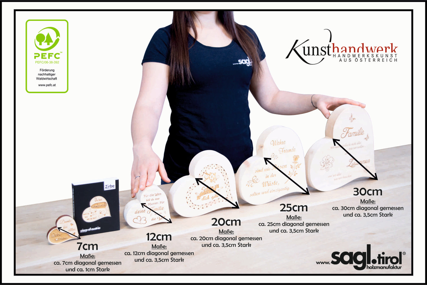 Zirbenherz 12cm MIT Äste