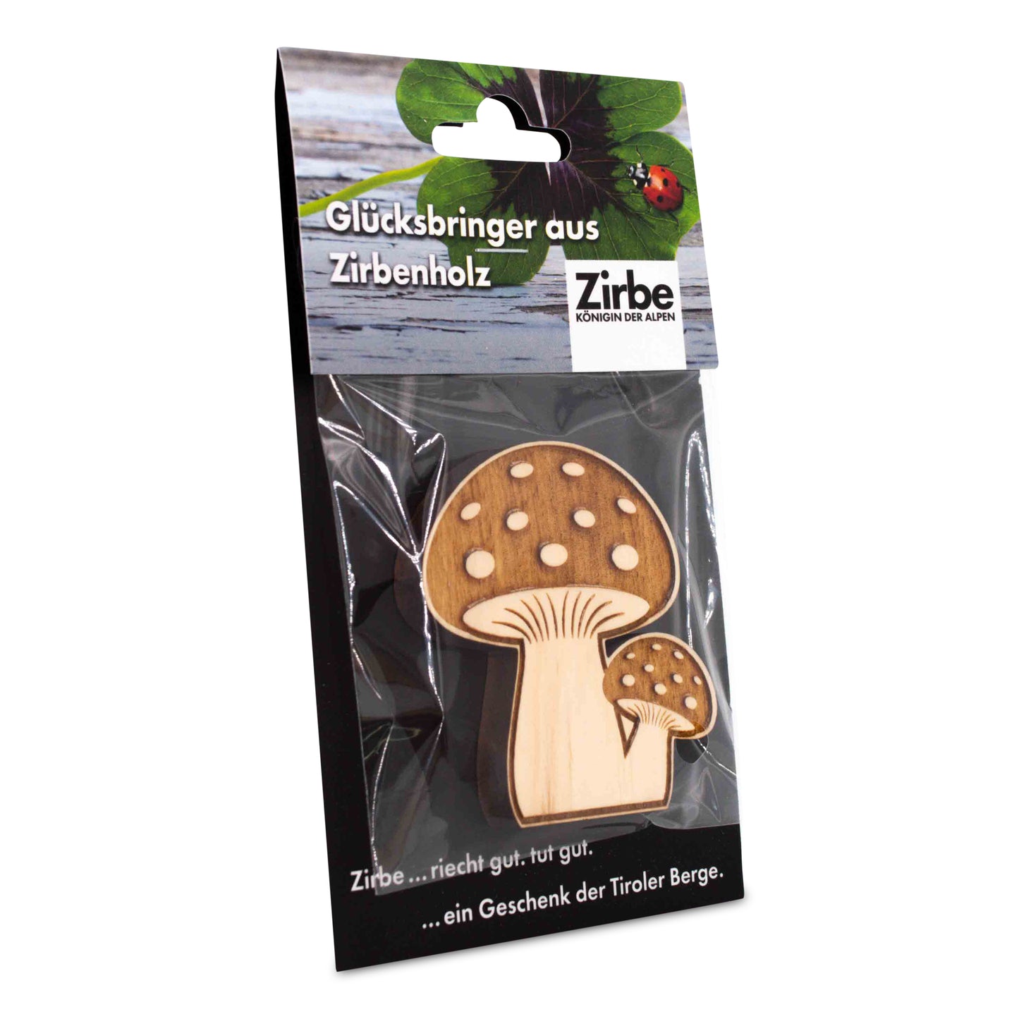 Glücksbringer aus Zirbe Glückspilz