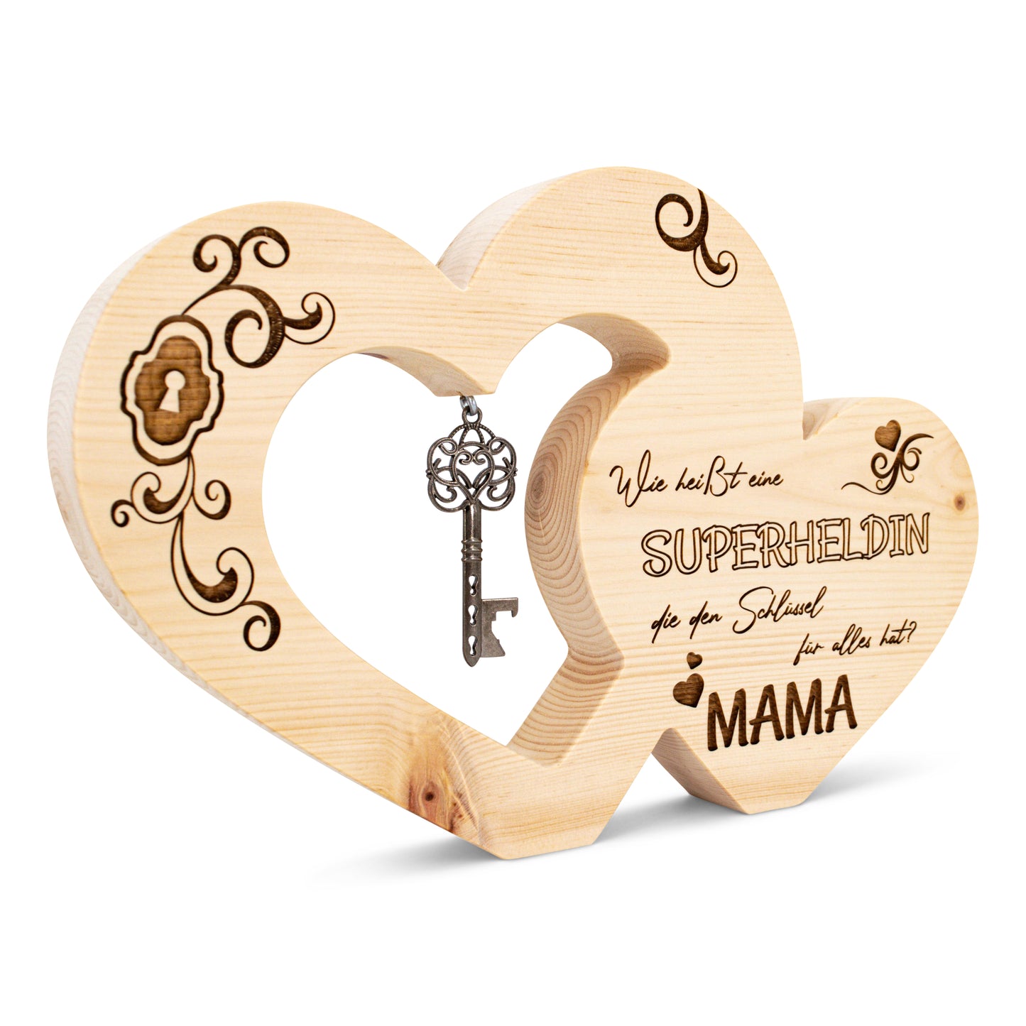 Zirbenherz mit Schlüssel Mama