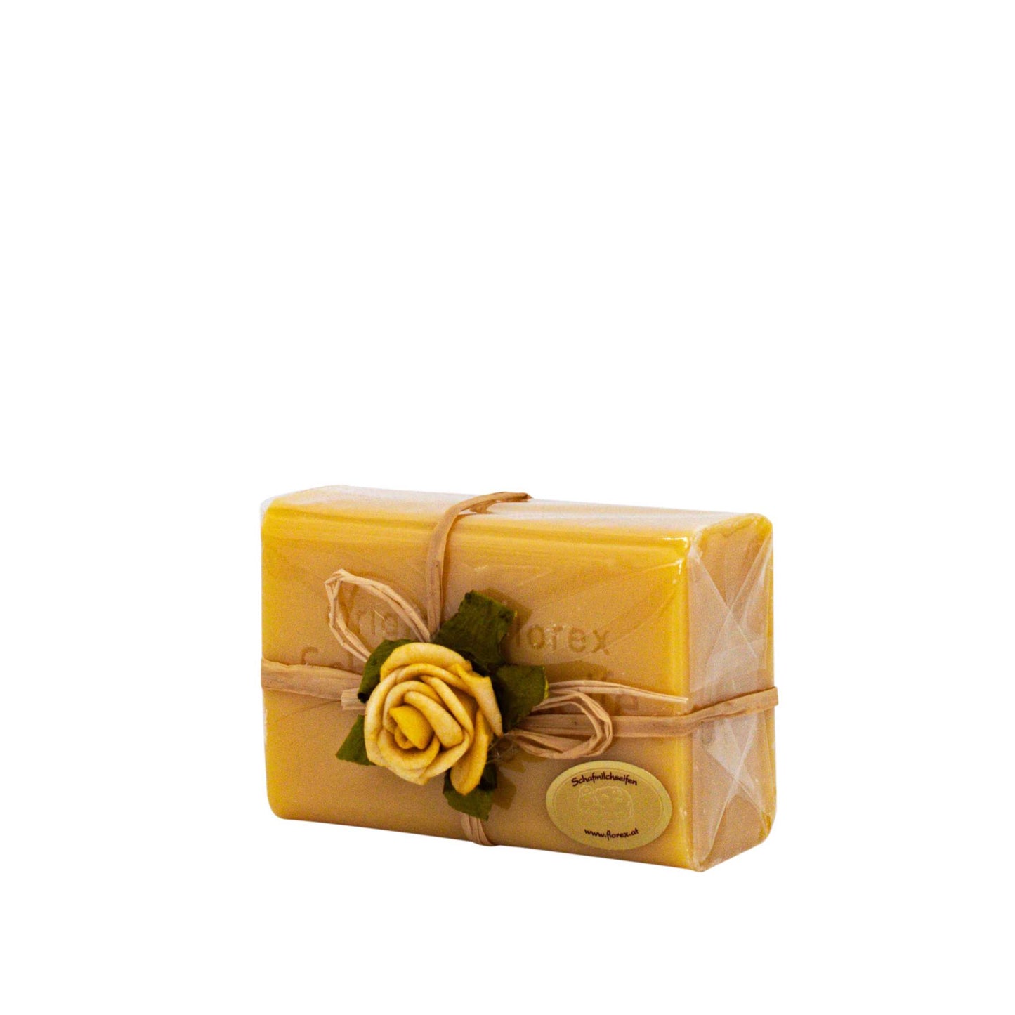 Zirbe Schafmilchseife 100g verpackt mit Rose