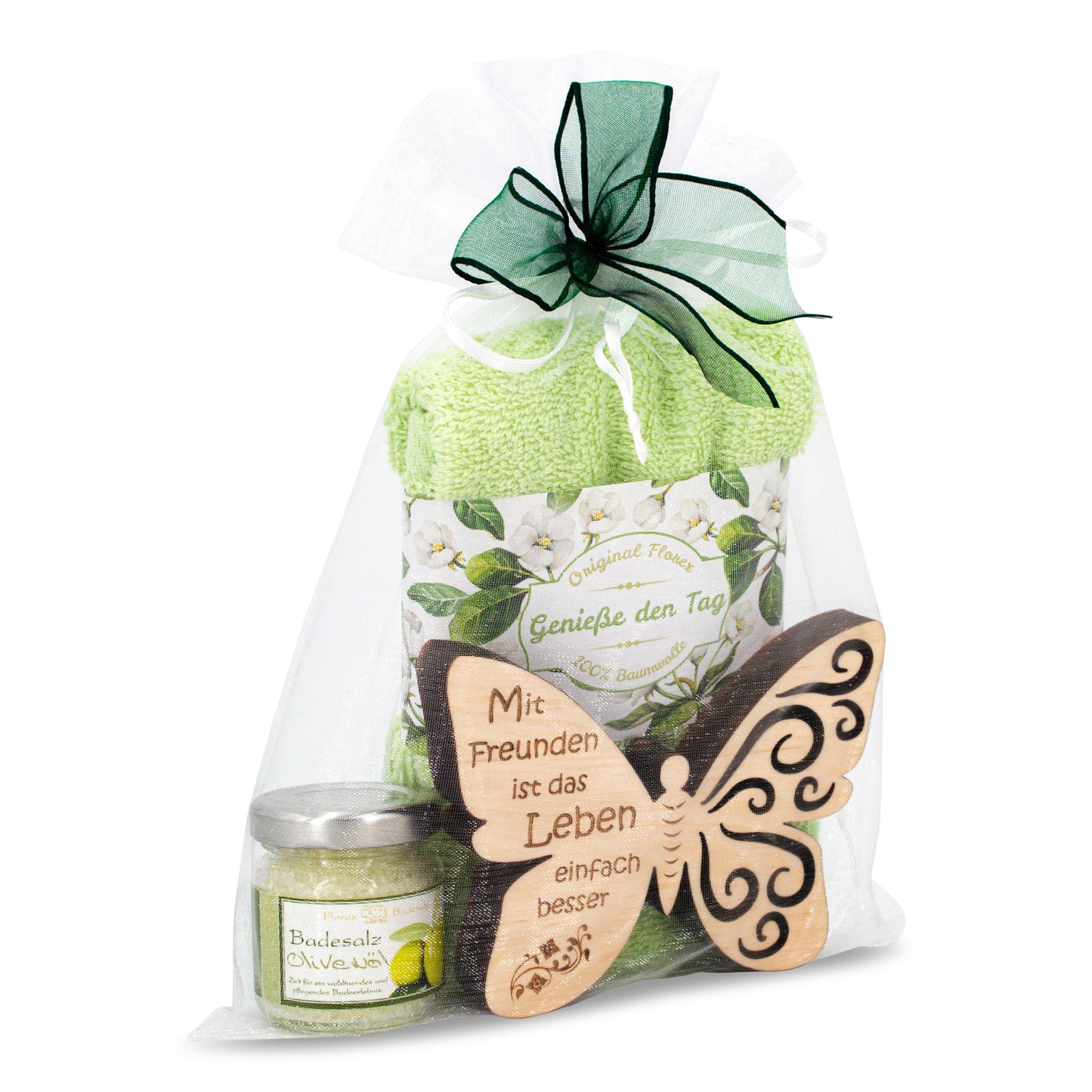 Geschenkset Schmetterling Genieße den Tag Grün