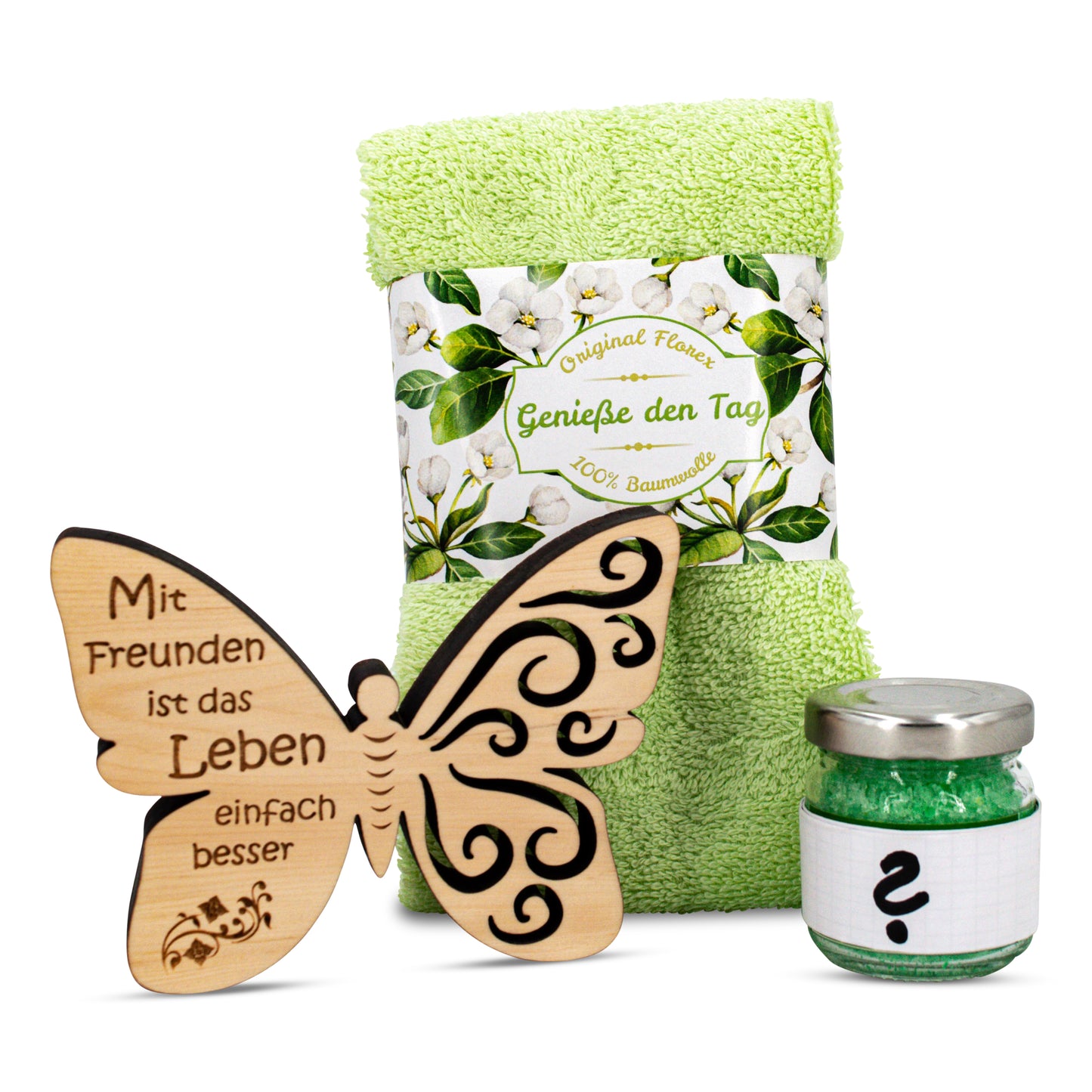 Geschenkset Schmetterling Genieße den Tag Grün