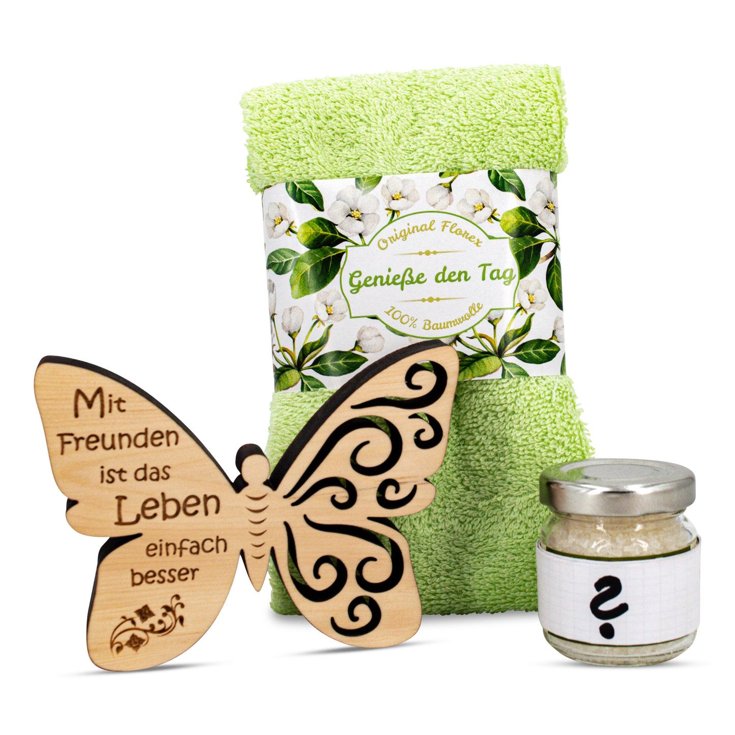 Geschenkset Schmetterling Genieße den Tag Grün