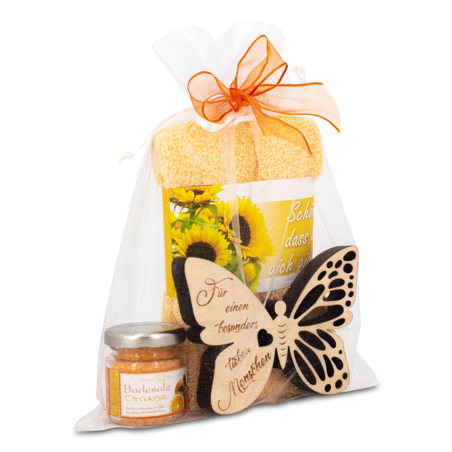 Geschenkset Schmetterling Lieber Mensch orange