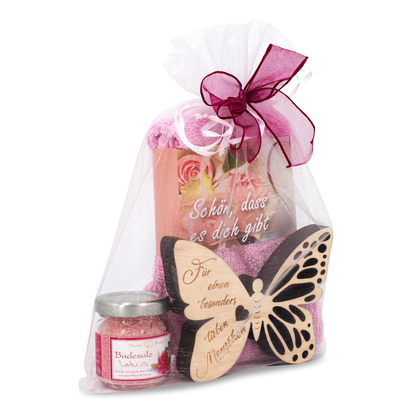Geschenkset Schmetterling Lieber Mensch Fuchsia