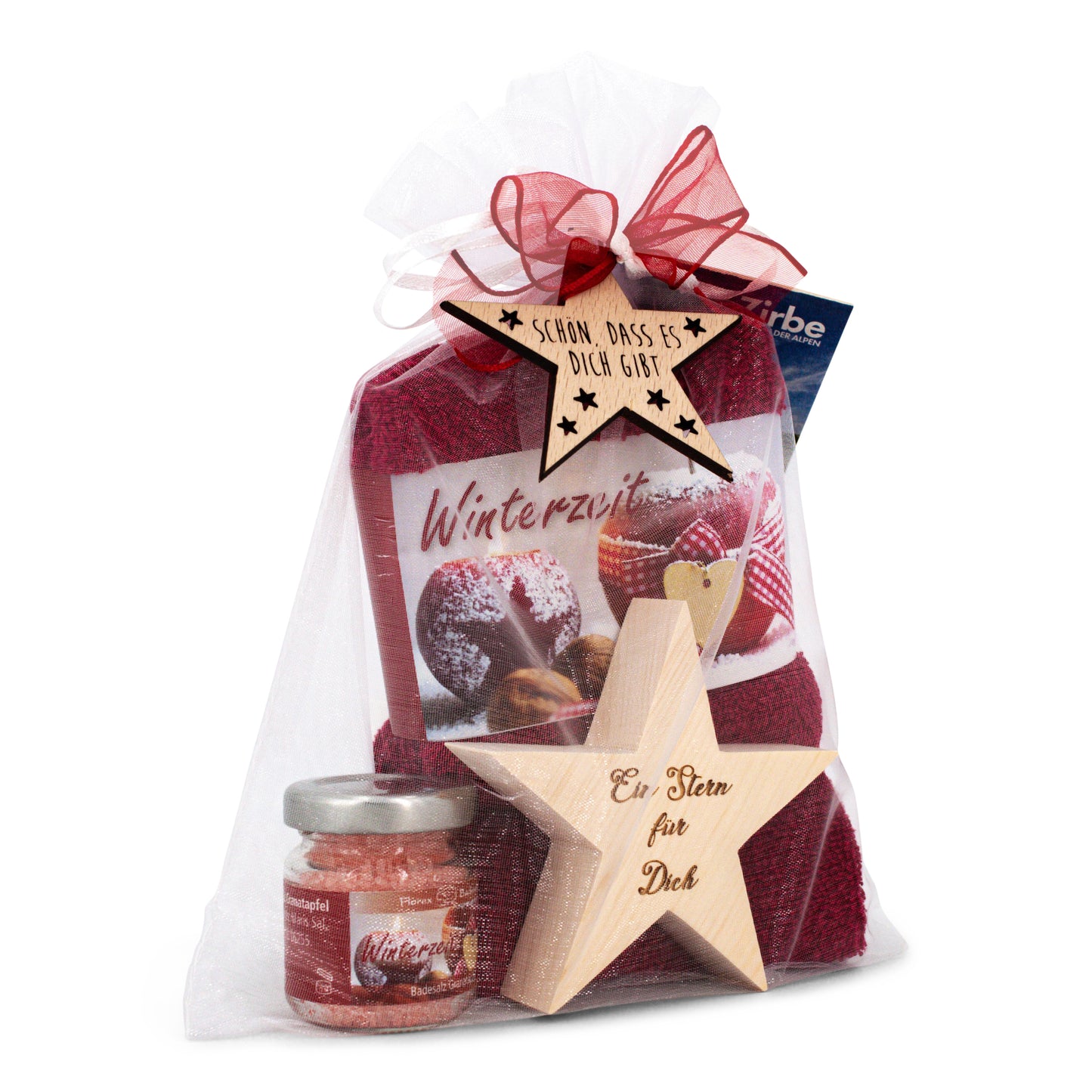 Geschenkset Winterzeit rot mit Zirbenstern