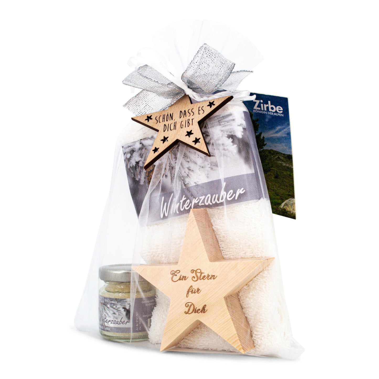Geschenkset Winterzauber silber mit Zirbenstern