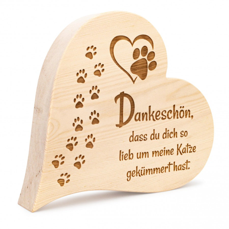 Zirbenherz Danke Katze 20cm