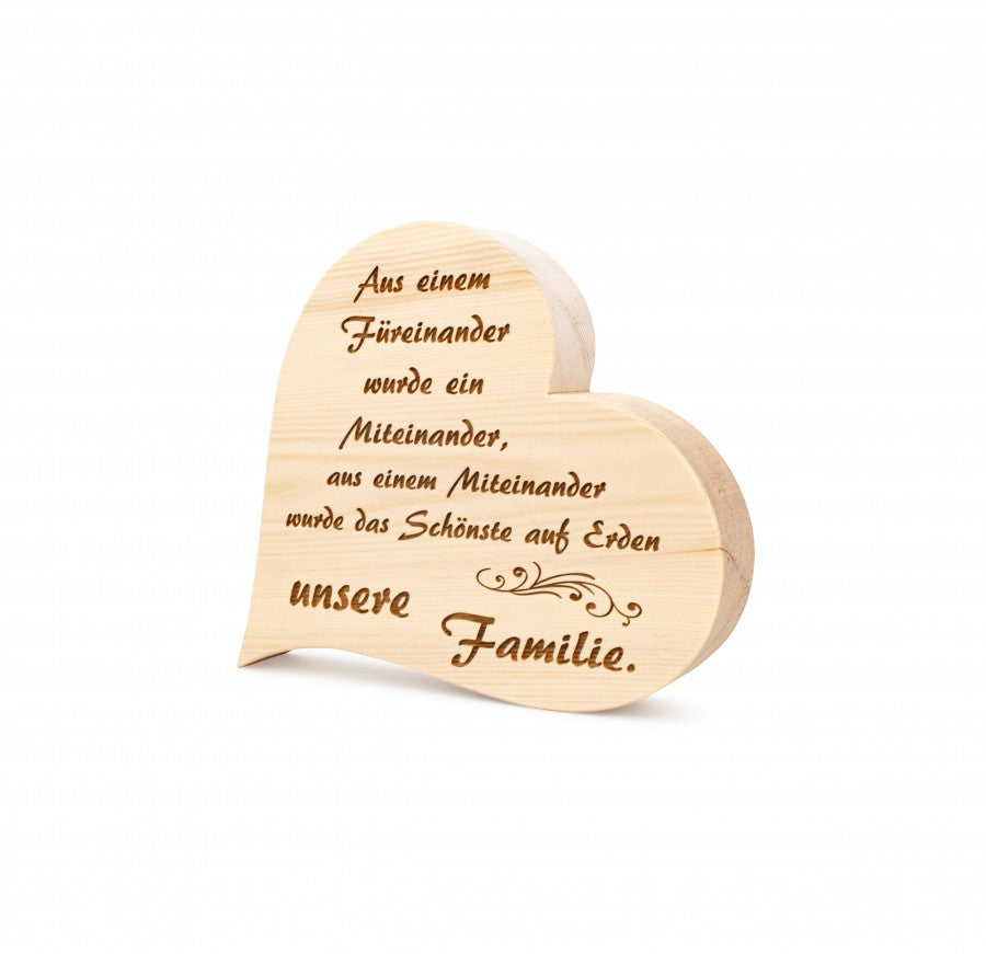 Zirbenherz Familie füreinander