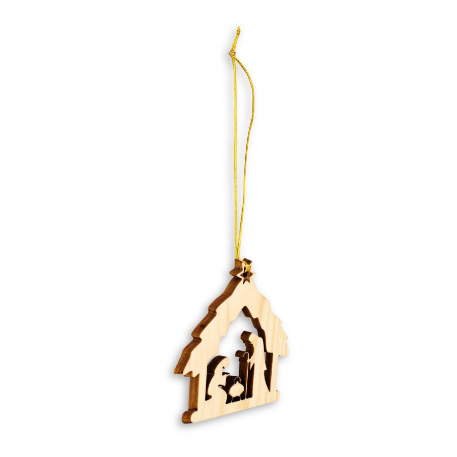 Christbaumschmuck aus Zirbe Krippe