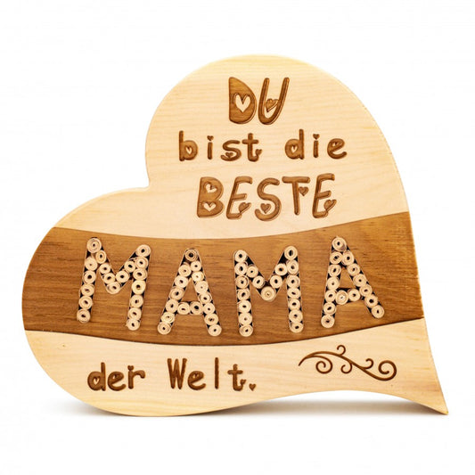 Zirbenherz Beste Mama mit Zirbenrollen 20cm