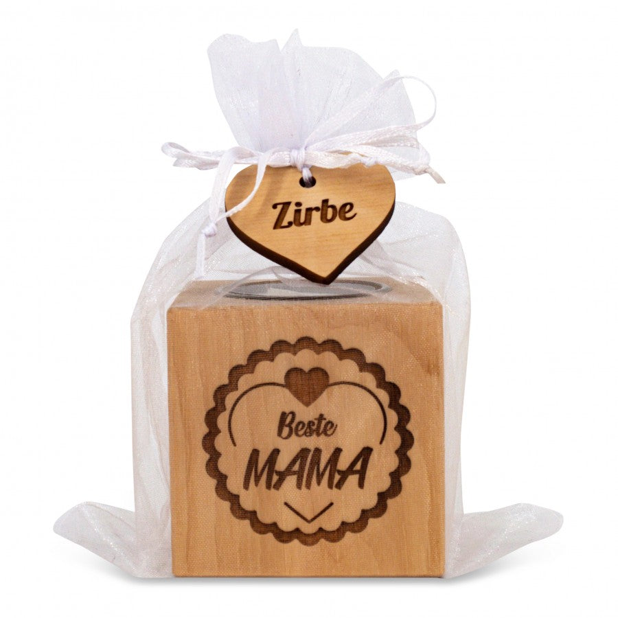 Teelichthalter aus Zirbenholz Beste Mama