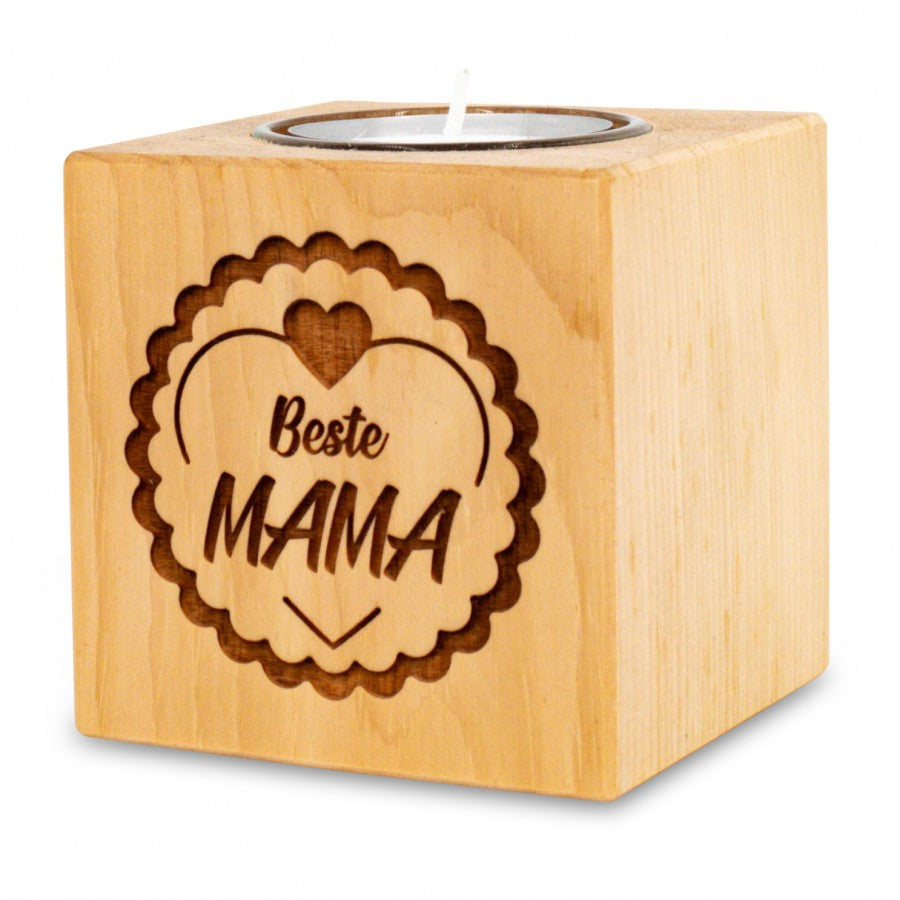 Teelichthalter aus Zirbenholz Beste Mama