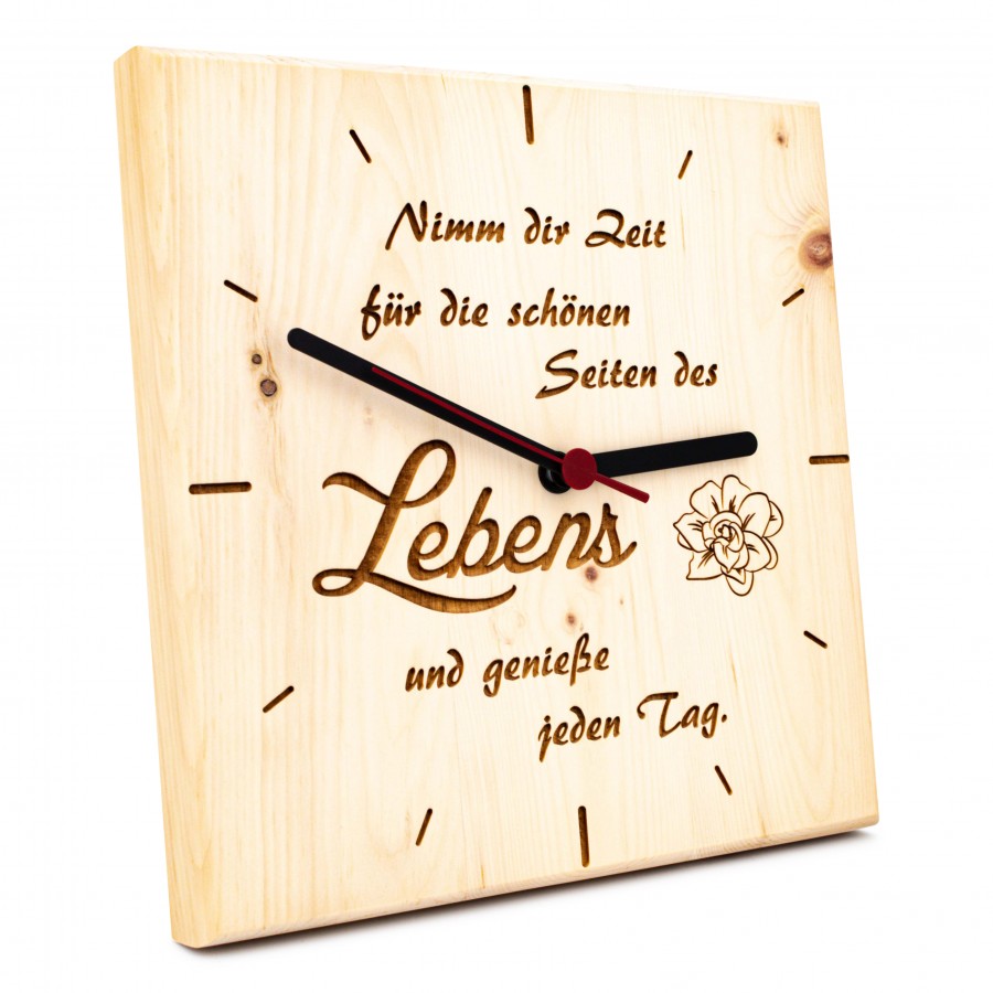 Zirben Wanduhr Nimm dir Zeit