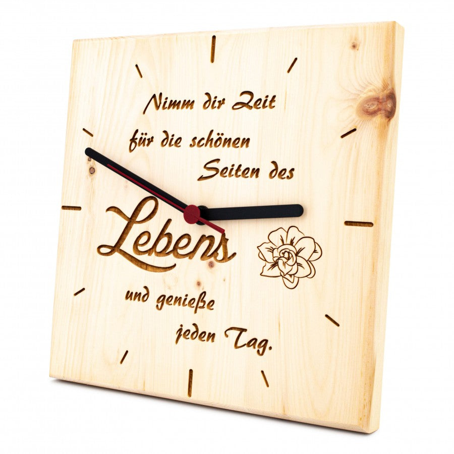 Zirben Wanduhr Nimm dir Zeit
