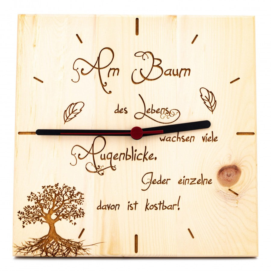 Zirben Wanduhr Am Baum des Lebens