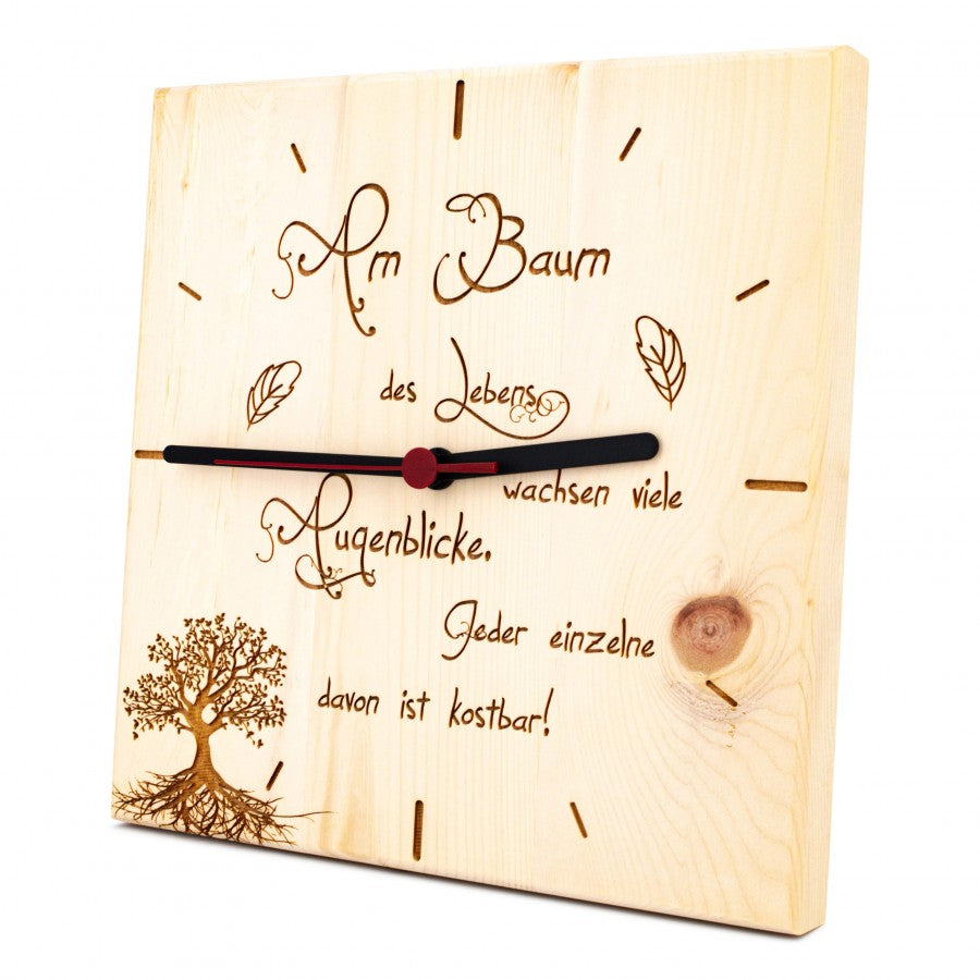 Zirben Wanduhr Am Baum des Lebens