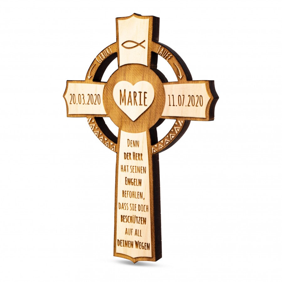 Zirbenkreuz Geburt & Taufe Namensgravur