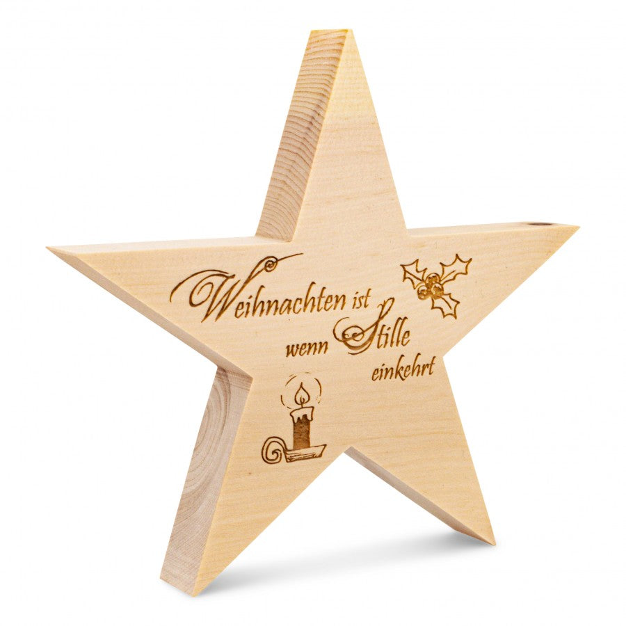 Zirbenstern 17cm Weihnachten ist...