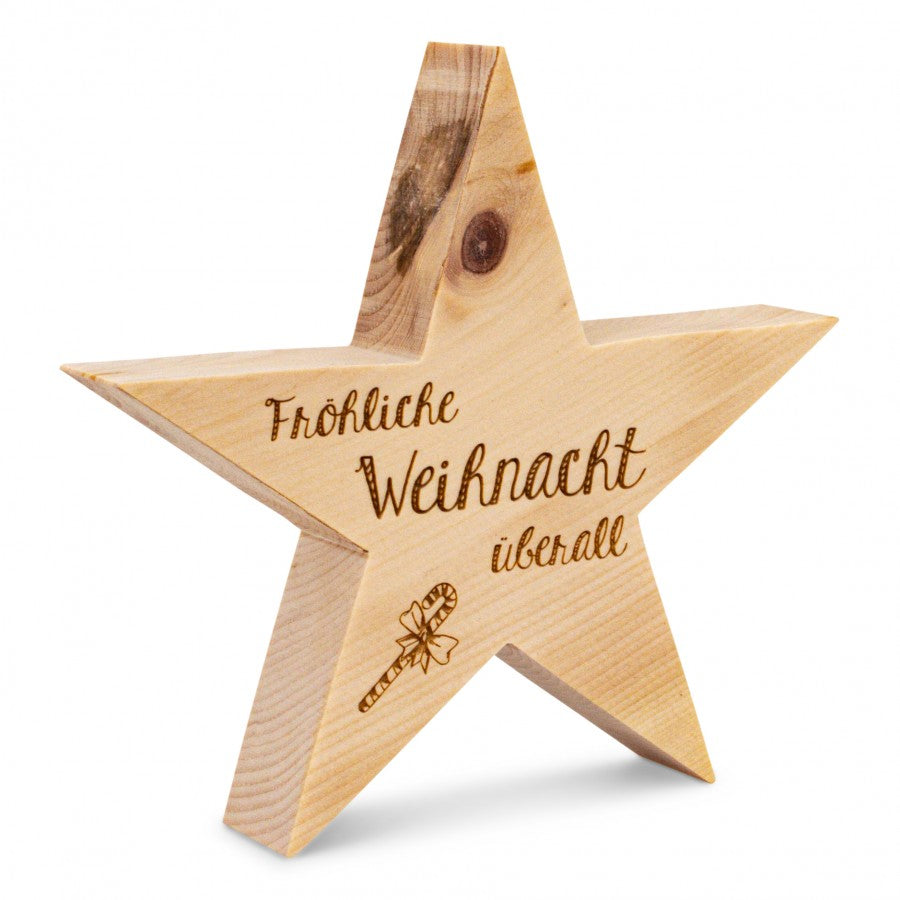 Zirbenstern 13cm Fröhliche Weihnacht