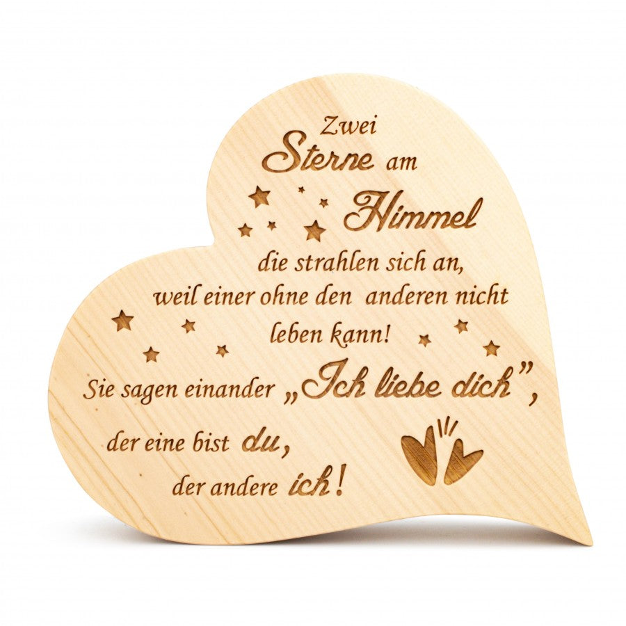 Zirbenherz Zwei Sterne Sterne am Himmel