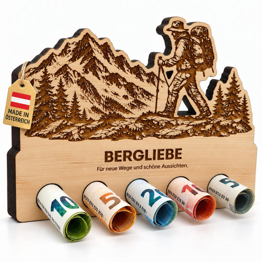 Bergliebe – Geldgeschenk aus Zirbenholz