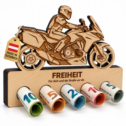 Freiheit – Geldgeschenk aus Zirbenholz