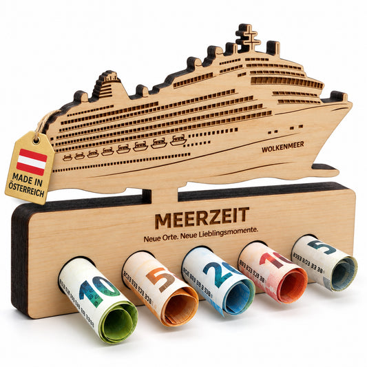 Meerzeit – Geldgeschenk aus Zirbenholz