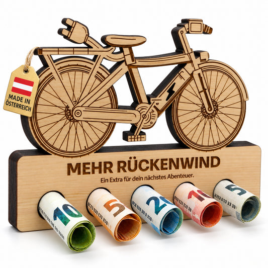 Mehr Rückenwind – Geldgeschenk aus Zirbenholz