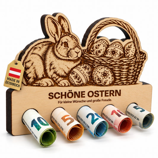 Schöne Ostern – Geldgeschenk aus Zirbenholz