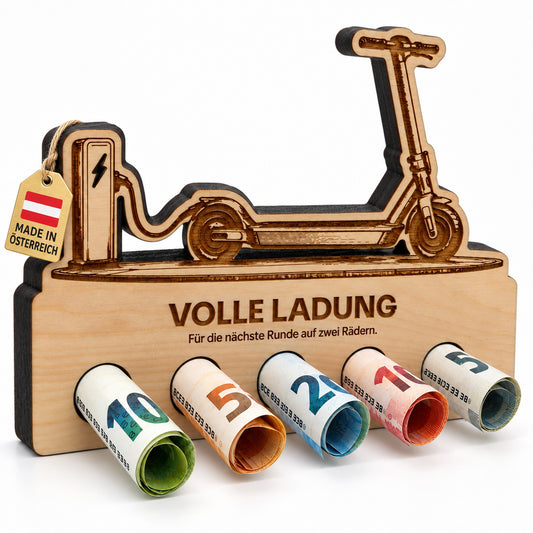 Volle Ladung – Geldgeschenk aus Zirbenholz