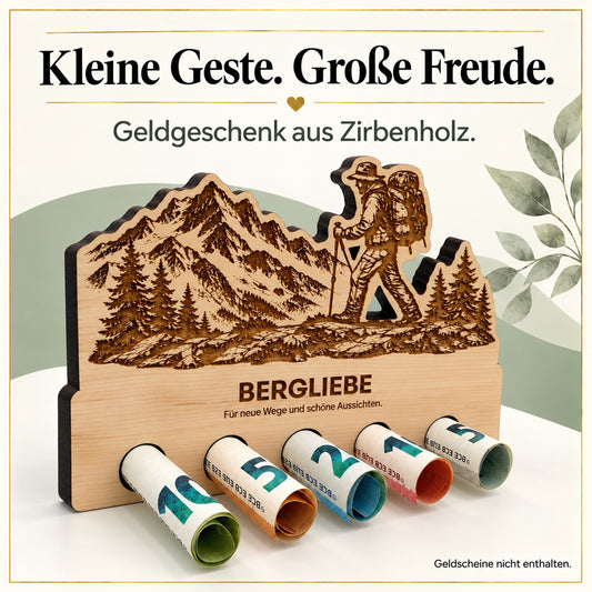 Bergliebe – Geldgeschenk aus Zirbenholz