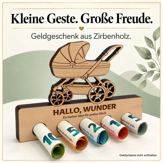 Hallo Wunder – Geldgeschenk aus Zirbenholz