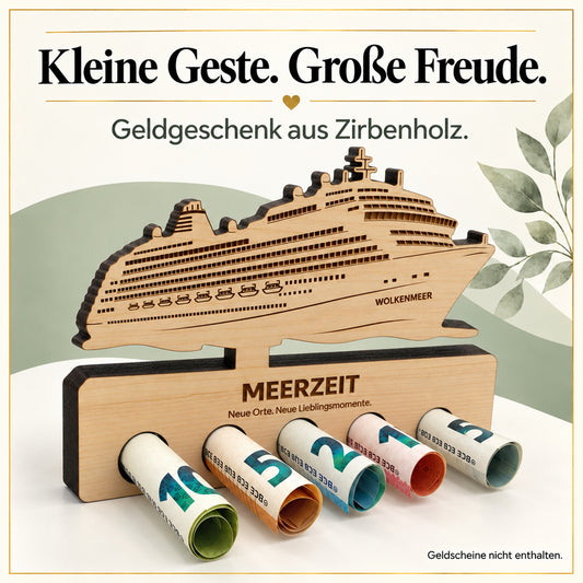 Meerzeit – Geldgeschenk aus Zirbenholz