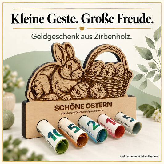 Schöne Ostern – Geldgeschenk aus Zirbenholz