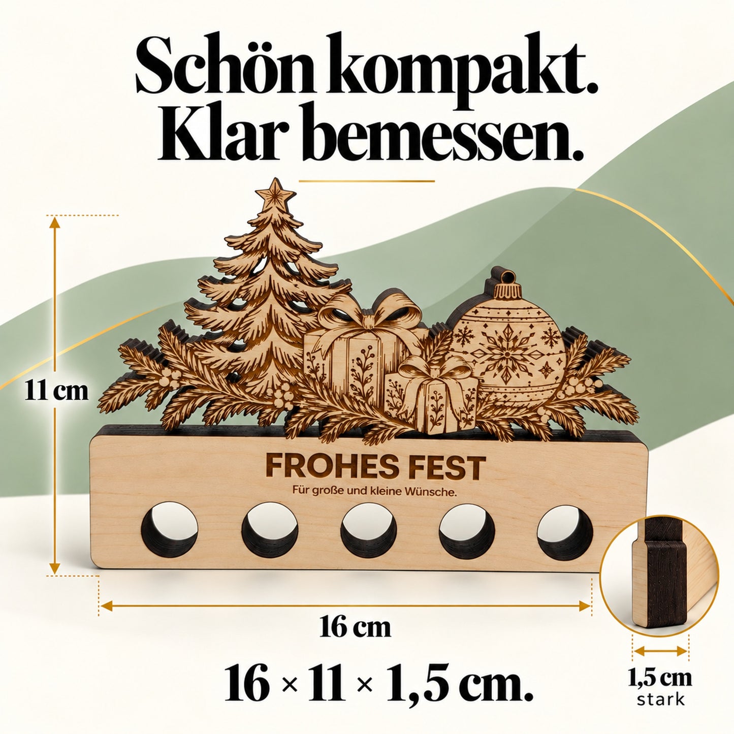 Frohes Fest – Geldgeschenk aus Zirbenholz
