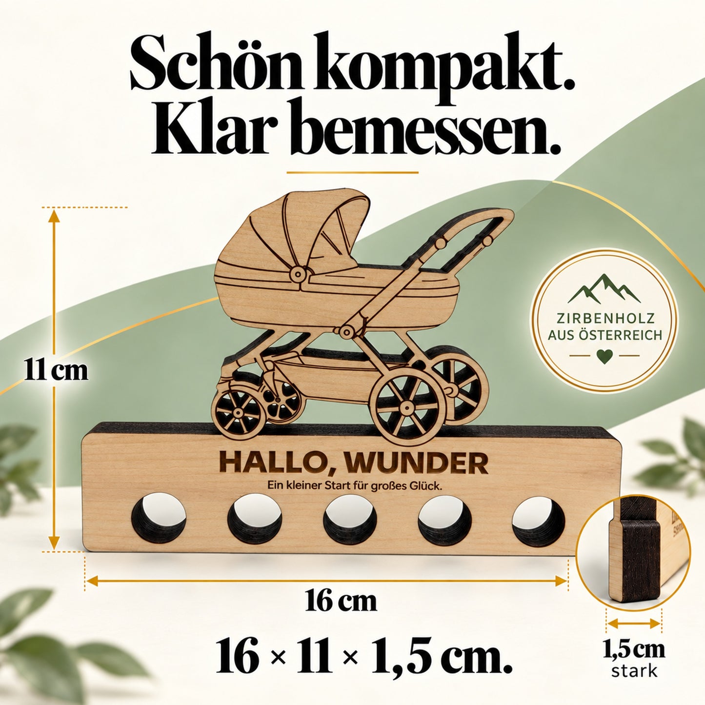Hallo Wunder – Geldgeschenk aus Zirbenholz