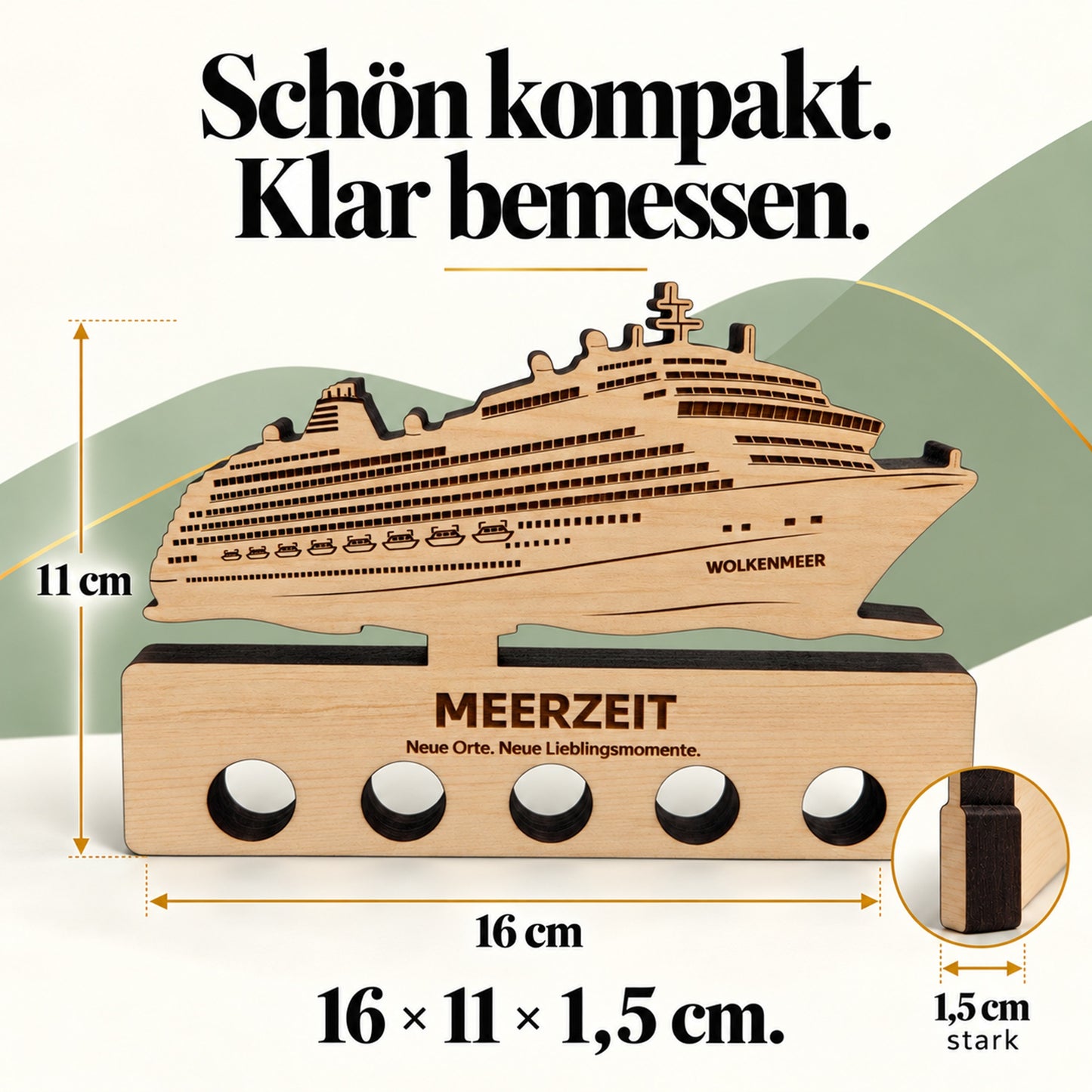 Meerzeit – Geldgeschenk aus Zirbenholz