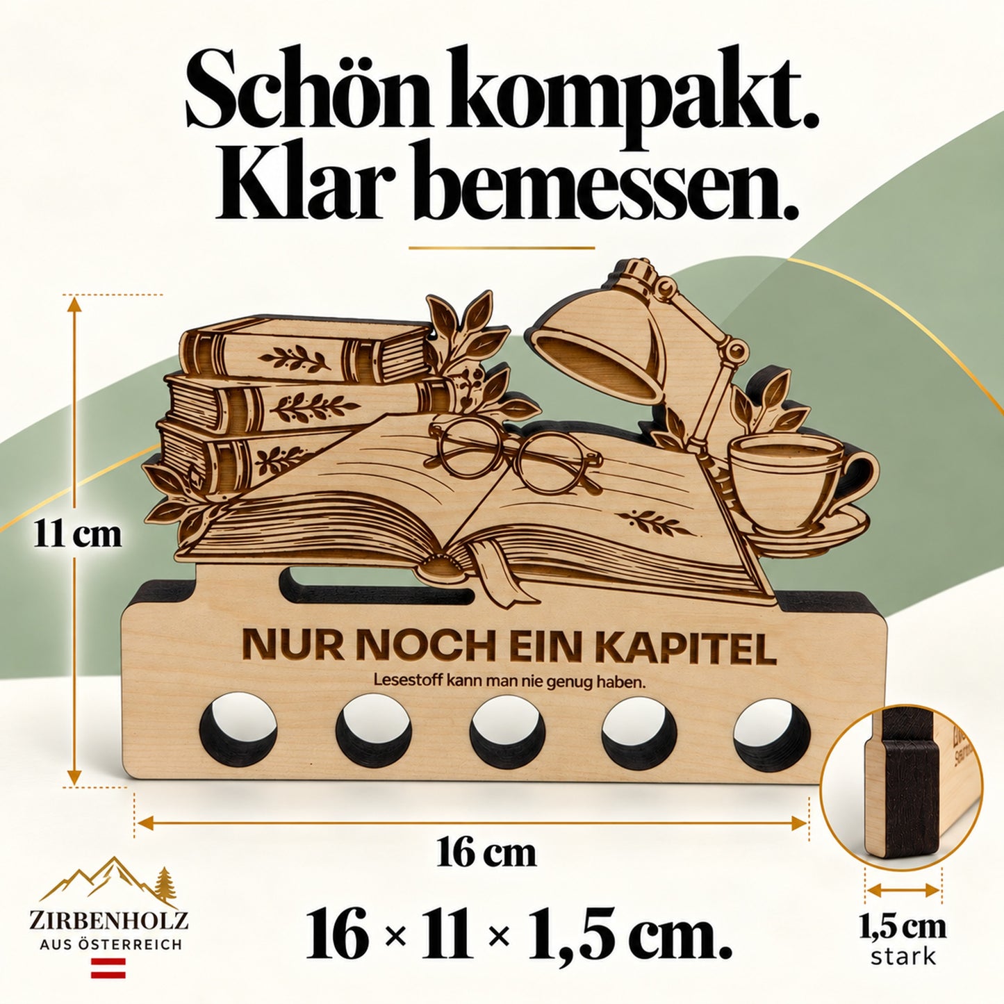 Nur noch ein Kapitel – Geldgeschenk aus Zirbenholz