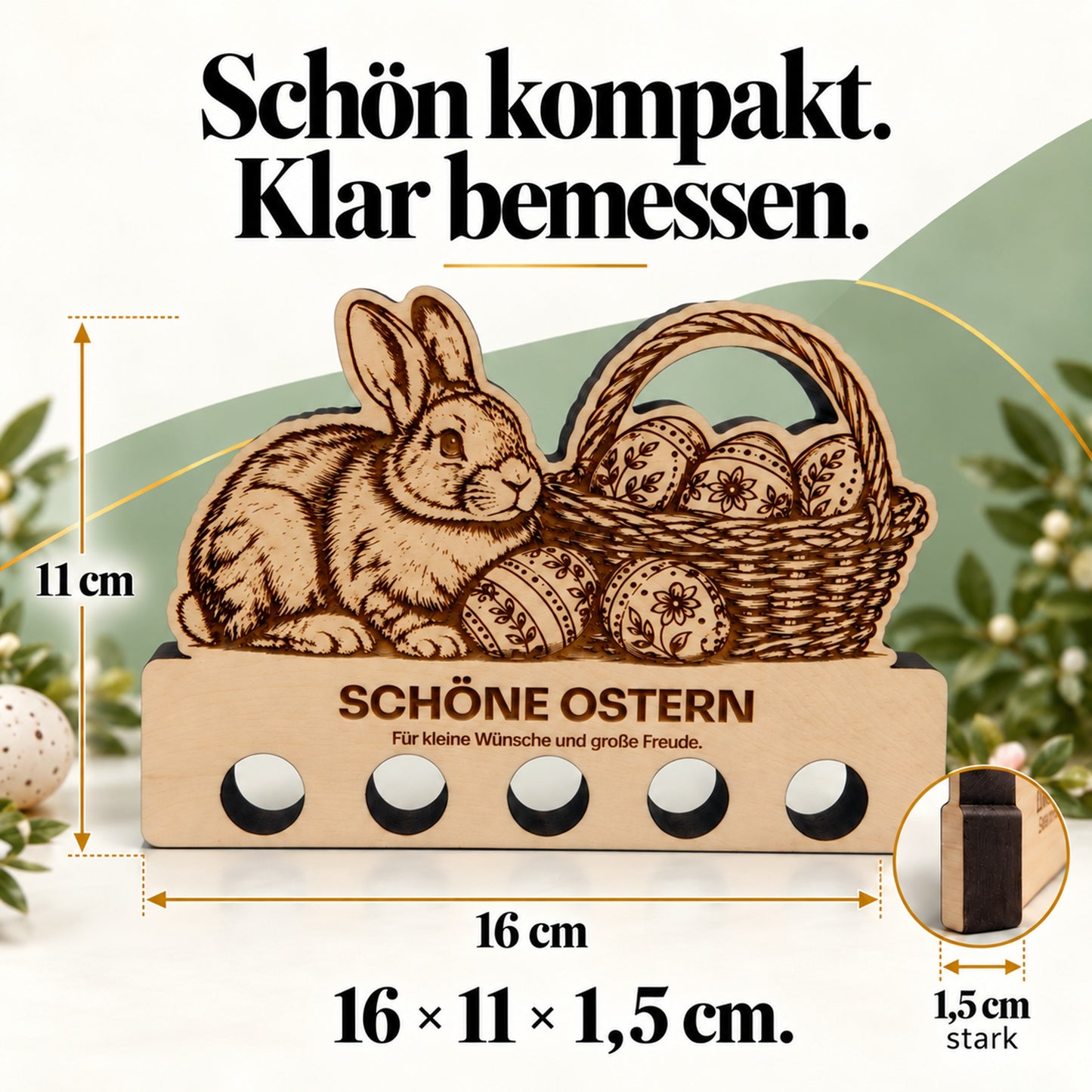 Schöne Ostern – Geldgeschenk aus Zirbenholz